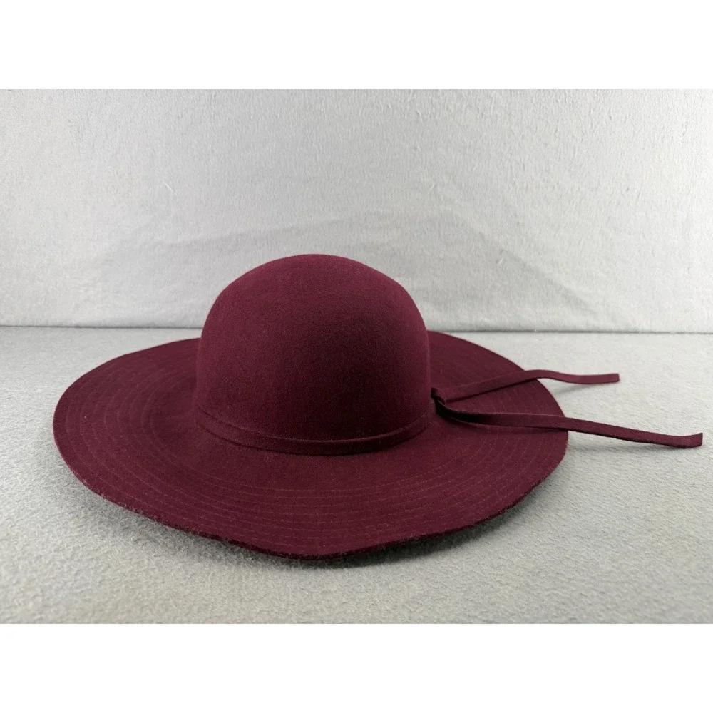 Collections Eighteen Floppy Hat Womens One Size Burgundy 100% Wool Festival Boho